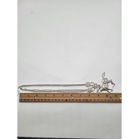 Silver Tone Western Cowgirl Ranch Country Horse Statement Necklace Rhinestone - Picture 6 of 9